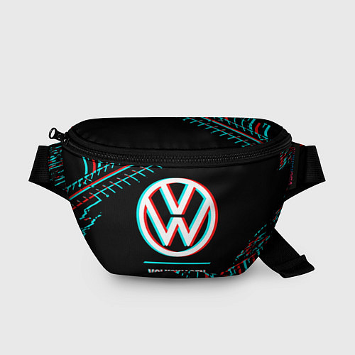 Поясная сумка Значок Volkswagen в стиле glitch на темном фоне / 3D-принт – фото 1
