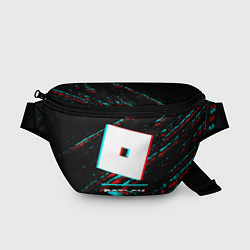 Поясная сумка Roblox в стиле glitch и баги графики на темном фон, цвет: 3D-принт