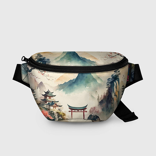 Поясная сумка Японский пейзаж - акварель / 3D-принт – фото 1