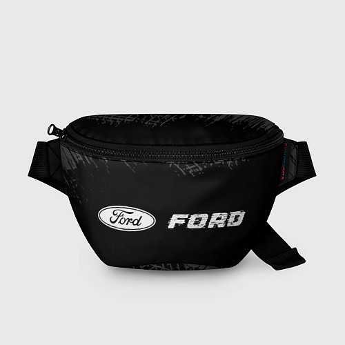Поясная сумка Ford speed на темном фоне со следами шин: надпись / 3D-принт – фото 1