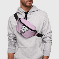 Поясная сумка Костюм Барби: черный горох с полосатым бантом, цвет: 3D-принт — фото 2