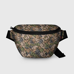 Поясная сумка Камуфляж с банкнотой в 100 долларов, цвет: 3D-принт