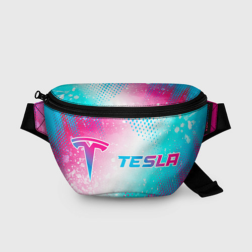 Поясная сумка Tesla neon gradient style: надпись и символ / 3D-принт – фото 1