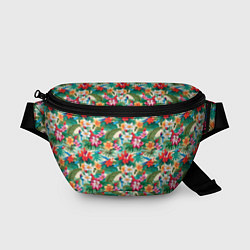 Поясная сумка Яркие гавайские цветы, цвет: 3D-принт
