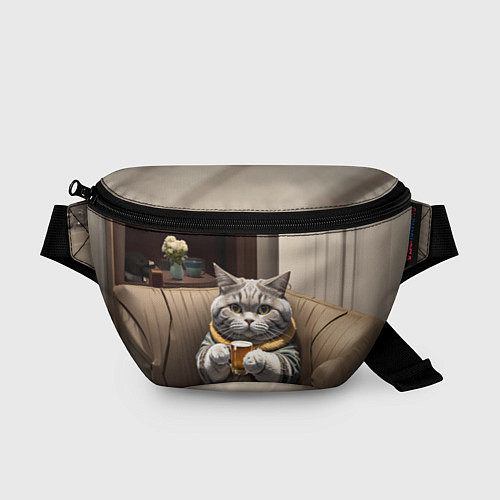Поясная сумка Кот сидит на диване с напитком / 3D-принт – фото 1