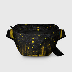 Поясная сумка Желтые брызги на черном фоне, цвет: 3D-принт