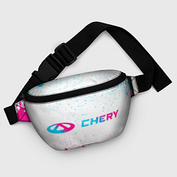 Поясная сумка Chery neon gradient style: надпись и символ, цвет: 3D-принт — фото 2