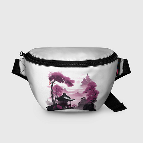 Поясная сумка Японские мотивы - фиолетовый / 3D-принт – фото 1