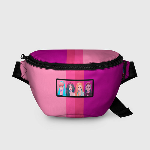 Поясная сумка Группа Black pink на фоне оттенков розового / 3D-принт – фото 1