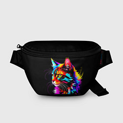 Поясная сумка Неоновый пушистик - кот, цвет: 3D-принт