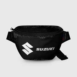 Поясная сумка Suzuki speed на темном фоне со следами шин: надпис, цвет: 3D-принт