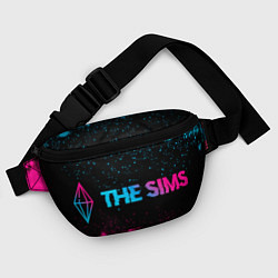 Поясная сумка The Sims - neon gradient: надпись и символ, цвет: 3D-принт — фото 2