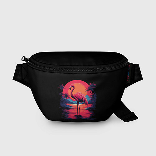 Поясная сумка Розовый фламинго среди пальм / 3D-принт – фото 1