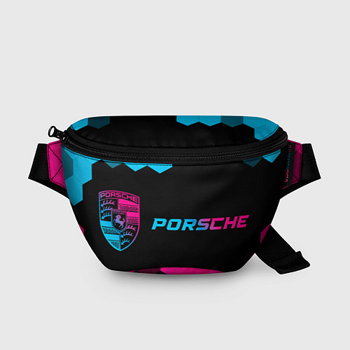 Поясная сумка Porsche - neon gradient: надпись и символ / 3D-принт – фото 1