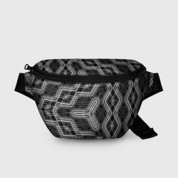 Поясная сумка Черно-белый ассеметричный узор, цвет: 3D-принт