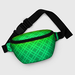 Поясная сумка Желто-зеленый градиентный фон с геометрическим узо, цвет: 3D-принт — фото 2