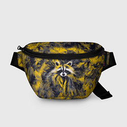 Поясная сумка Абстрактный желтый енот в стиле арт, цвет: 3D-принт