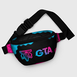 Поясная сумка GTA - neon gradient: надпись и символ, цвет: 3D-принт — фото 2