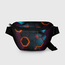Поясная сумка Неоновые оранжевые плиты, цвет: 3D-принт