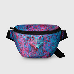 Поясная сумка Лис из розово-голубых узоров, цвет: 3D-принт