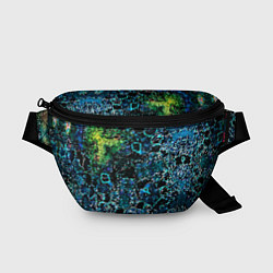 Поясная сумка Мозаичный узор в синих и зеленых тонах, цвет: 3D-принт