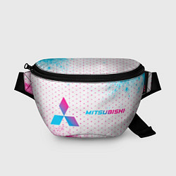Поясная сумка Mitsubishi neon gradient style: надпись и символ, цвет: 3D-принт