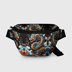 Поясная сумка Дракон на волнах в японском стиле арт, цвет: 3D-принт