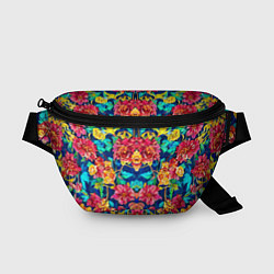 Поясная сумка Зеркальный цветочный паттерн - мода, цвет: 3D-принт
