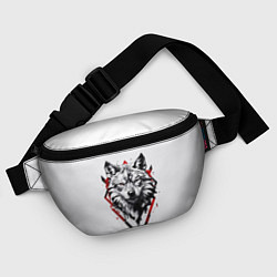 Поясная сумка Волк в геометрическом стиле с красными глазами, цвет: 3D-принт — фото 2