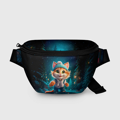 Поясная сумка Мультяшный котенок на коньках / 3D-принт – фото 1