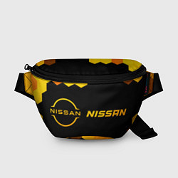 Поясная сумка Nissan - gold gradient: надпись и символ, цвет: 3D-принт