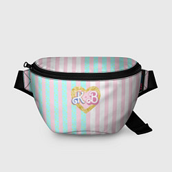 Поясная сумка Кен плюс Барби: сплит розовых и голубых полосок, цвет: 3D-принт