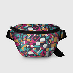 Поясная сумка Разноцветные ретро фигуры, цвет: 3D-принт
