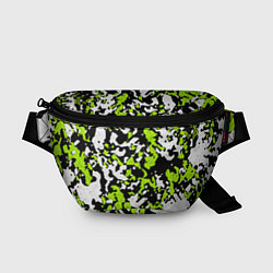 Поясная сумка Абстракция чёрно-зелёная, цвет: 3D-принт