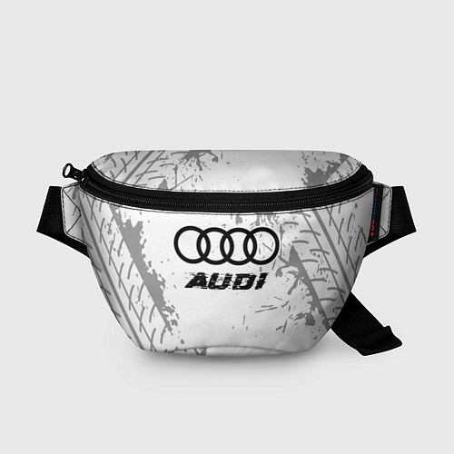 Поясная сумка Audi speed на светлом фоне со следами шин / 3D-принт – фото 1