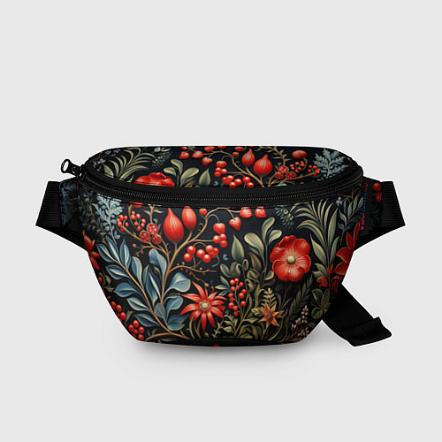 Поясная сумка Новогодние ягоды и цветы / 3D-принт – фото 1