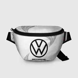 Поясная сумка Volkswagen speed на светлом фоне со следами шин, цвет: 3D-принт