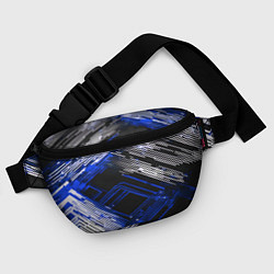 Поясная сумка Киберпанк линии белые и синие, цвет: 3D-принт — фото 2