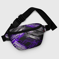 Поясная сумка Киберпанк линии белые и фиолетовые, цвет: 3D-принт — фото 2