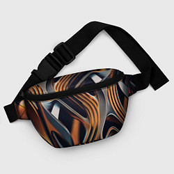 Поясная сумка Слияние красок оранжевого и чёрного абстракция, цвет: 3D-принт — фото 2