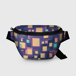 Поясная сумка Разноцветные ретро квадраты, цвет: 3D-принт
