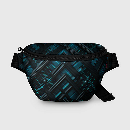 Поясная сумка Тёмно-синяя диагональная клетка в шотландском стил / 3D-принт – фото 1