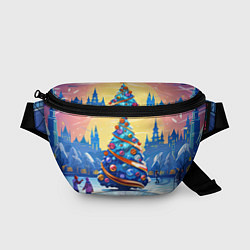 Поясная сумка Новогоднее настроение елочка, цвет: 3D-принт