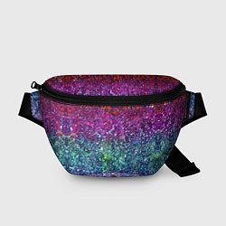 Поясная сумка Разноцветные узоры красные синие и фиолетовые, цвет: 3D-принт