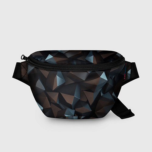 Поясная сумка Черная геометрическая абстракция - объемные грани / 3D-принт – фото 1