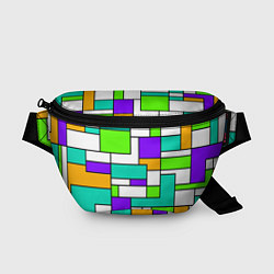 Поясная сумка Геометрический зелёно-фиолетовый, цвет: 3D-принт