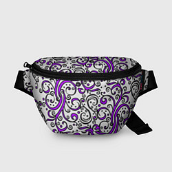Поясная сумка Фиолетовые кружевные узоры, цвет: 3D-принт