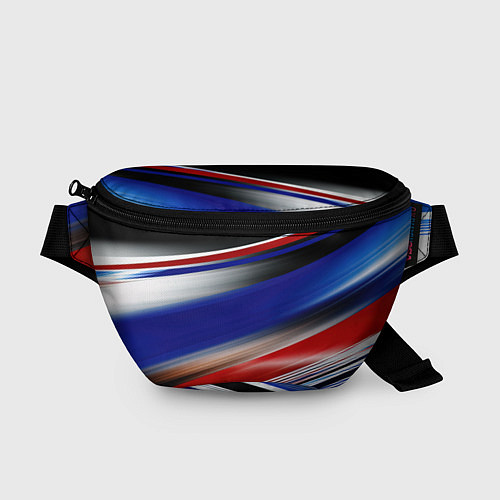 Поясная сумка Синие и красные полосы на черном / 3D-принт – фото 1