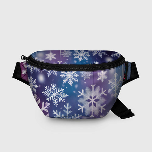Поясная сумка Снежинки на фиолетово-синем фоне / 3D-принт – фото 1