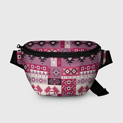 Поясная сумка Этническая геометрия в розовой палитре, цвет: 3D-принт
